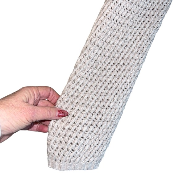 Eileen Fisher Cream Chunky Knit Open Front Long Sleeve Cardigan Sz L - Picture 7 of 11